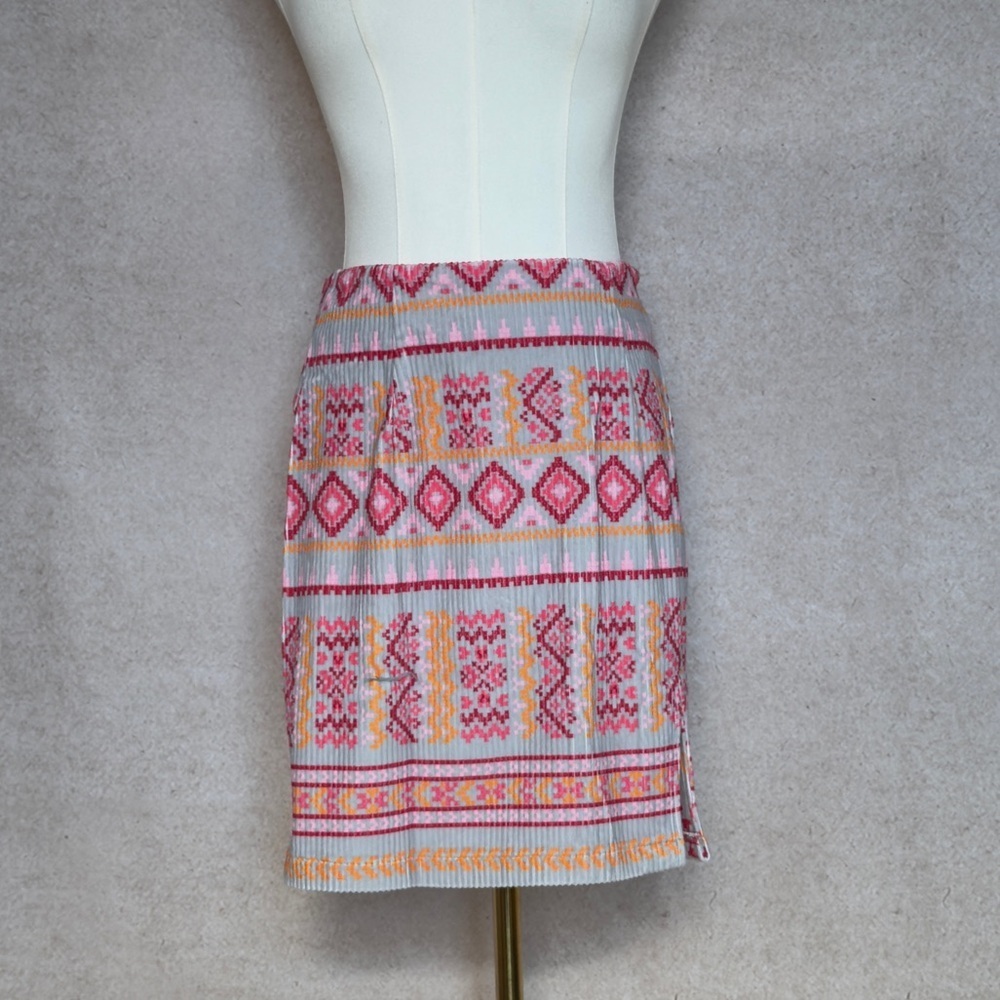 Savanna Jane Pink and Orange Geometric Mini Skirt